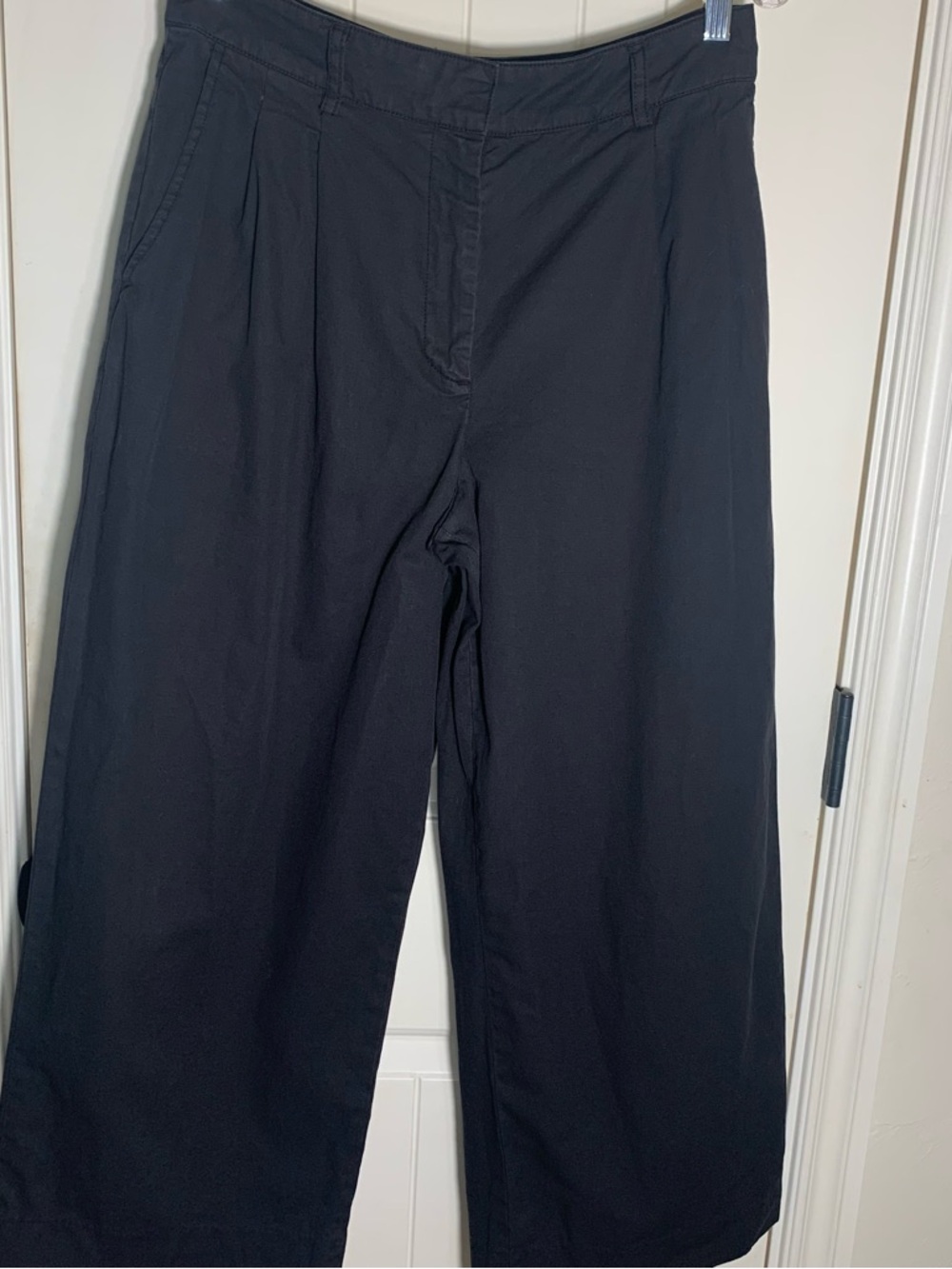Lucky Brand Women’s Black Pleated Wide-Leg Cropped Trousers Size 8